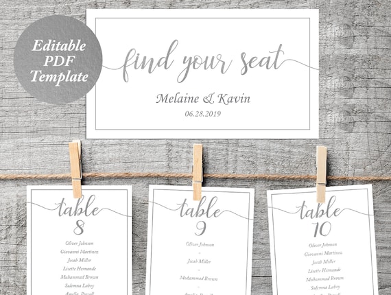 Etsy Table Seating Chart