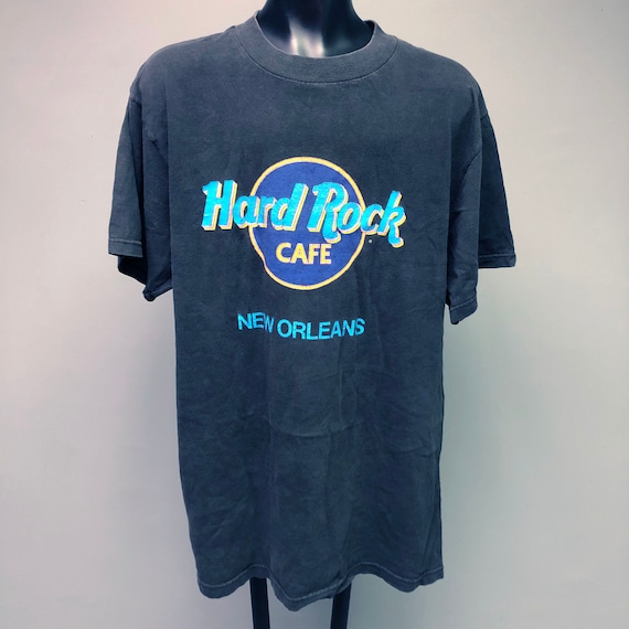 80s Hard Rock Cafe New Orleans NOLA Black Graphic Tee Short Sleeve Sz Large XL Neon Louisiana Retro 1980s Rare Southern South Blues Faded 80s Hard Rock Cafe New Orleans NOLA Black Graphic Tee Short Sleeve Sz Large XL Neon Louisiana Retro 1980s Rare Southern South Blues Faded