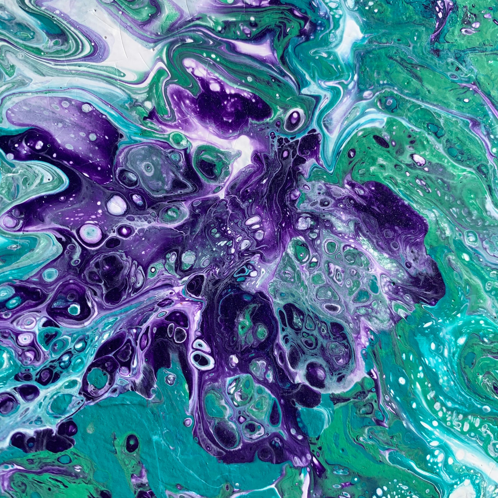 Green Blue and Purple Fluid Acrylic Painting Abstract Art Etsy