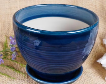 Storm blue ceramic planter set