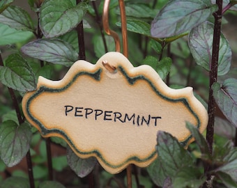 SINGLE Herb marker, row marker, handmade pottery