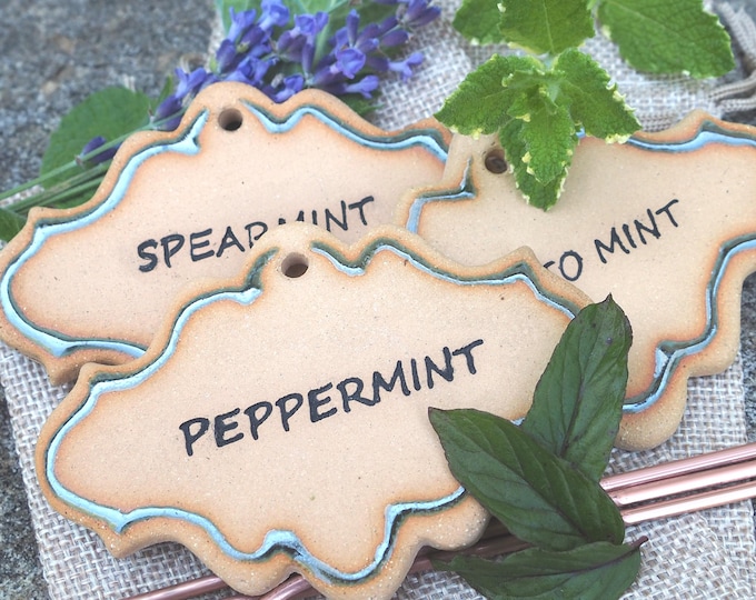 Set of 3 Ceramic Plant Markers Handmade Pottery Etsy