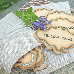Set of 8 ceramic plant markers, handmade
