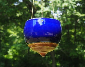 DEUXIÈME QUALITÉ - Jardinière suspendue bleu cobalt, Jardinière en poterie