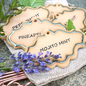 Set of 5 plant markers, handmade pottery