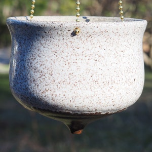 Hanging white speckled ceramic planter image 7