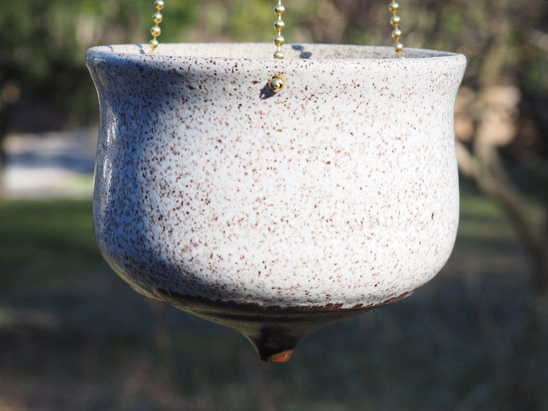 Hanging white speckled ceramic planter image 7