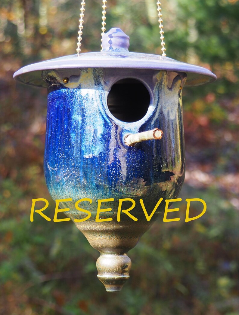 Reserved For Tara Hanging Ceramic Birdhouse For The Garden Etsy