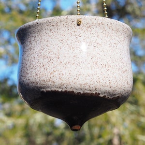 Hanging white speckled ceramic planter image 8