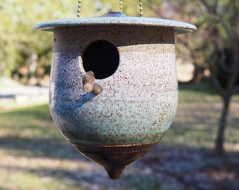 Hanging ceramic functional birdhouse,Pinegrove Pavilion