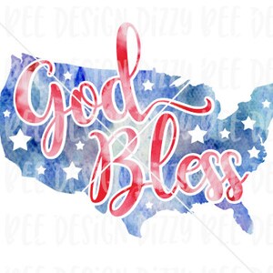 Patriotische Sublimation Transfer | God Bless America Transfer | God Bless the USA Sublimation Transfer | 4. Juli Sublimation Transfer