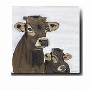 Farmhouse decor cow print| cows art| mamma and calf art| calf print |A picture of love