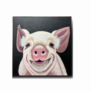 farmhouse Pig wall art.| pig painting| cute pig picture| kitchen wall decor| farmhouse pig decor| farmhouse wall art canvas