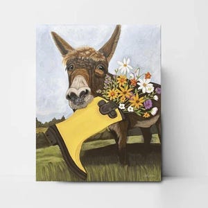 Donkey farm art| wall art donkey | farmhouse art| donkey print| floral donkey print