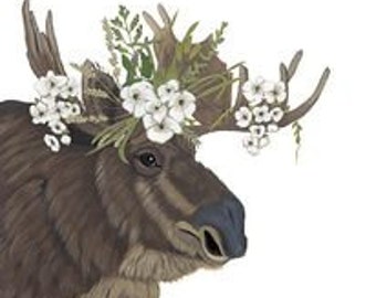 Moose art| wood land art| moose print | cabin art|Jacqueline