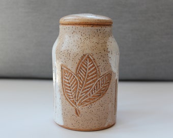 Handmade Ceramic Lidded Jar - Urn - Container, Ceramic Minimalist Lidded Pot, Tea-Salt-Spice Jar, Pottery gift