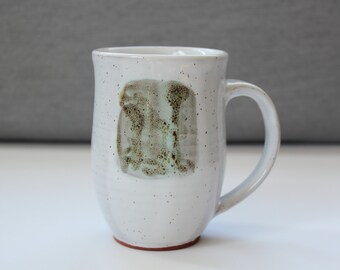 Handmade white speckled pottery mug, Ceramic Coffee/Tea mug, Modern mug, Simple living, Green,