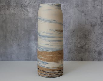 Handmade Ceramic Tall Flower Vase, Earth meets Sky Vase