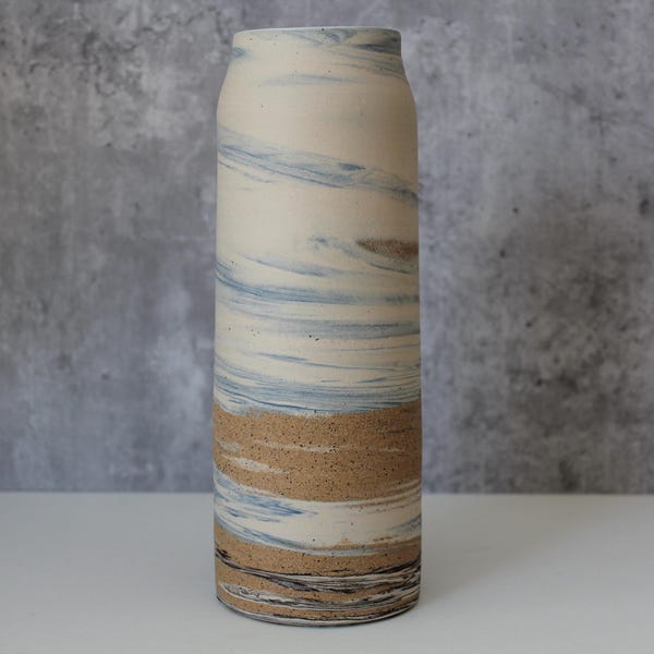 Handmade Ceramic Tall Flower Vase, Earth meets Sky Vase