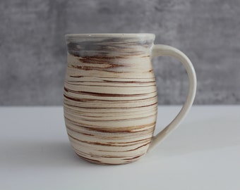 Handmade Marbled Ceramic Mug, White Mug, Earth Mug, Handmade Pottery Mug, Elegant, Light, Modern Mug
