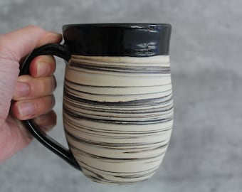 EARTH Handmade Pottery Mug, Marbled Mug, Agatware, Ceramic Coffee Mug, Stylish Mug, Modern Pottery, Boho, Comfort, Light, Gift for Her/Him