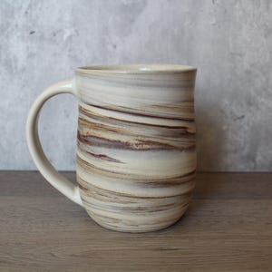 Handmade Marbled 14 oz Ceramic Coffee Mug, Earth Tone Cup
