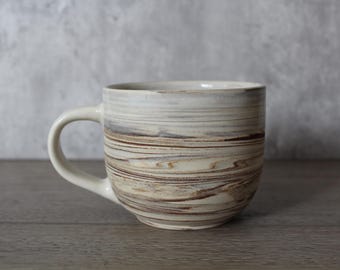 Handmade Ceramic Earth Latte Cappuccino Mug, 12 oz