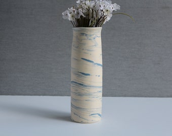 Handmade ceramic flower vase- SKY Vase, MinimalistPottery Flower Vase, Blue-White Vase, White Modern Elegant Vase, Pottery Gift