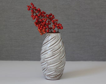 White ceramic flower vase, Small handmade flower vase, White modern pottery, Gift for her