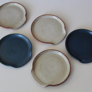 Handmade Ceramic Spoon Rest: Blue & White Glazed Dish