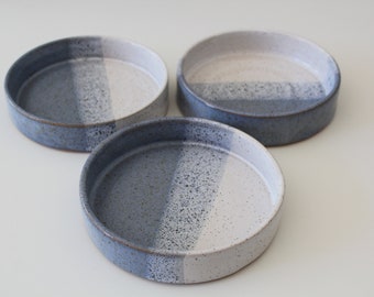 Handmade Ceramic Plate, Trinket Dish, Blue and White, Modern Handmade Dish, Snack Dish, Ceramic Ring Dish, Sage Smudge Burner Dish