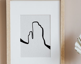 ビュート ライン アート、砂漠のプリント、即時ダウンロード、印刷可能