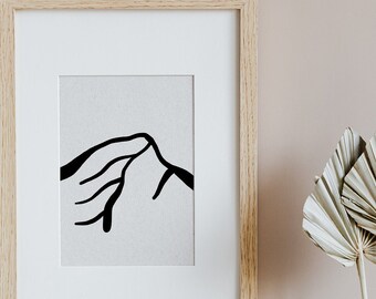 砂丘の線画、砂漠のデジタルプリント、即時ダウンロード