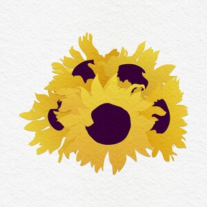 Papier Sonnenblumen, Instant Herunterladbare Wandkunst, gelbe Blumen druckbare