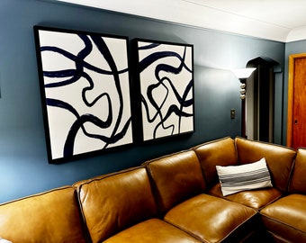 Abstract Lines Canvas Wall Art - 2 Pack