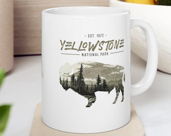 Yellowstone National Park Mug, Bison Design Coffee Cup, Nature Inspired Gift