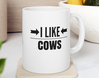 Funny Cow Mug, Farm Animal Coffee Cup, Cute Cattle Lover Gift, Cow Lover Mug