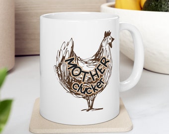 Funny Mother Clucker Mug, Rooster Coffee Cup, Chicken Lover Gift, Farmhouse Kitchen Decor, Gift for Her