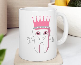 Cute Tooth Graphic Art Mug, Dental Student Gift, Dentist Coffee Cup, Tooth Lover Gift, Dentistry Gift, Dental Hygienist Mug