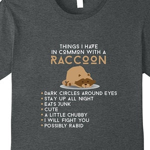 Things I Have In Common With A Raccoon Dark Circles Eats Junk Raccoon Shirt Funny Mom Shirt Funny Gift for Mom Mom Life Shirt image 1