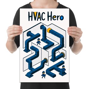 Metallic Maze Poster, HVAC Heroe Wall Art, Dedication HVAC, Trade School