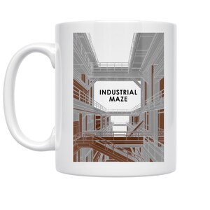 Industrial Maze Mug, Edgy Look Coffee Mug, Loft Kitchen, Unique Coffee