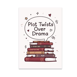 Plot Twist Wall Art, Reading Nook Poster, Plot Twist Humor, Earthy Vintage