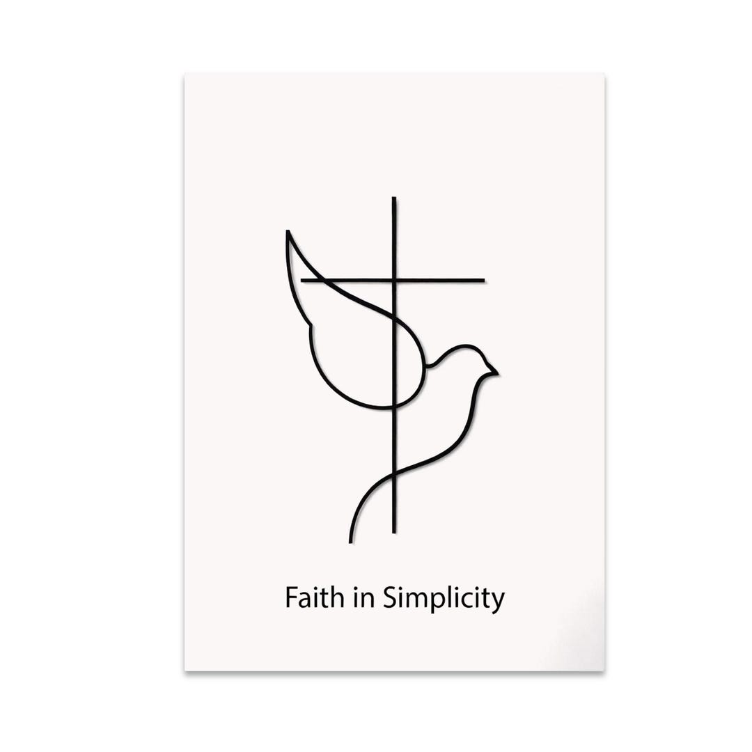 Faith Wall Art Poster, Minimalist Cross and Dove (13x19, Black & White ...