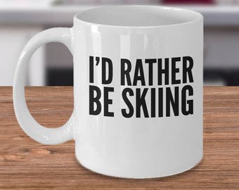 Ski koffiemok - Waterskiën Cadeau - Lake Life Gifts - Wakeboard Cadeau - Sneeuwski Cadeau - Ik zou liever skiën