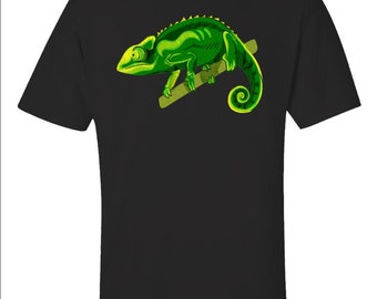 Cool Chameleon Art T-Shirt, Lizards Reptiles Tee, Pet Lover Gift, Unique Graphic Chameleon Shirt