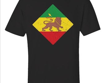 Reggae Lion Flag Art Shirt, Rasta Jamaican Tee, Jamaican Inspired T-shirt, Reggae Music Apparel