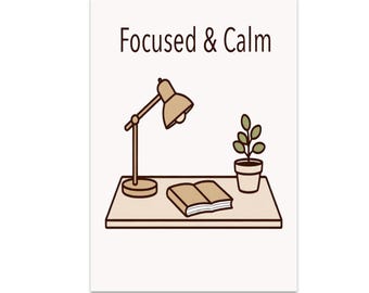 Dorm Room Wall Art, Student Room Poster, Minimal Desk Scene, Mindfulness