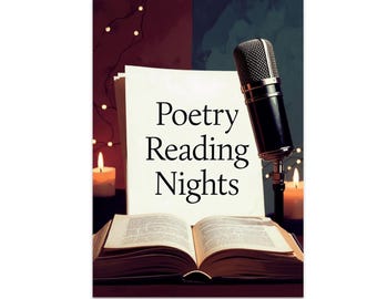 Reading Scene Poster, Warm Light Wall Art, Cozy Reading Scene, Poetry Night Wall