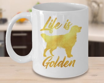 Het leven is gouden - Golden Retriever - Golden Retriever Mok - Hondenliefhebber Geschenken - Hondenliefhebber Mok - Hond Moeder Mok - Hond Papa Mok - Hond Ouder